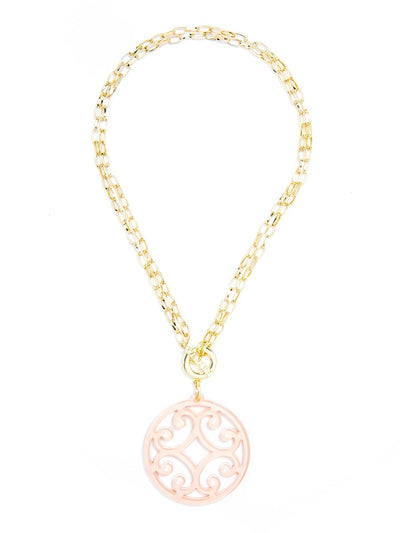 Circle Scroll Pendant Necklace - Beige