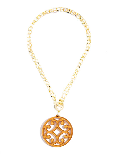 Circle Scroll Pendant Necklace - Honey