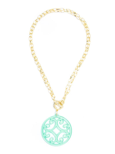 Circle Scroll Pendant Necklace - Mint