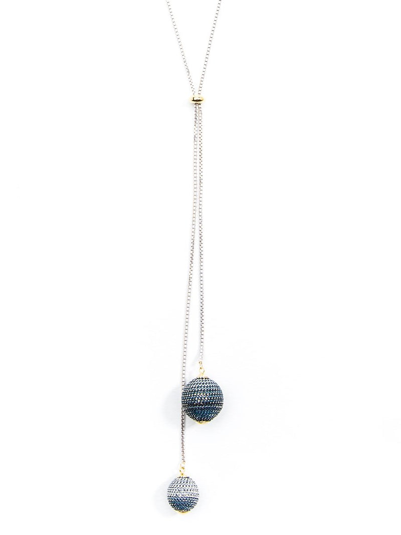Ombre Adjustable Lariat Necklace - Blue and White