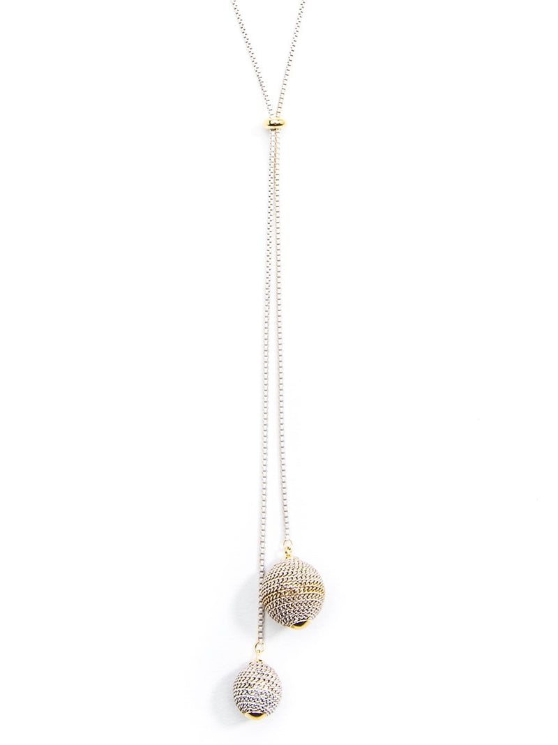 Ombre Adjustable Lariat Necklace - Gold and White