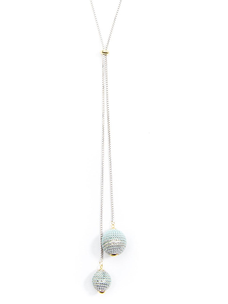 Ombre Adjustable Lariat Necklace - Mint and White