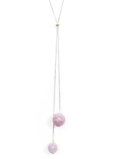 Ombre Adjustable Lariat Necklace - Pink and White