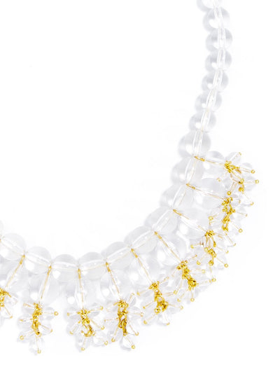 Beaded Lucite Statement Collar Necklace - Clear