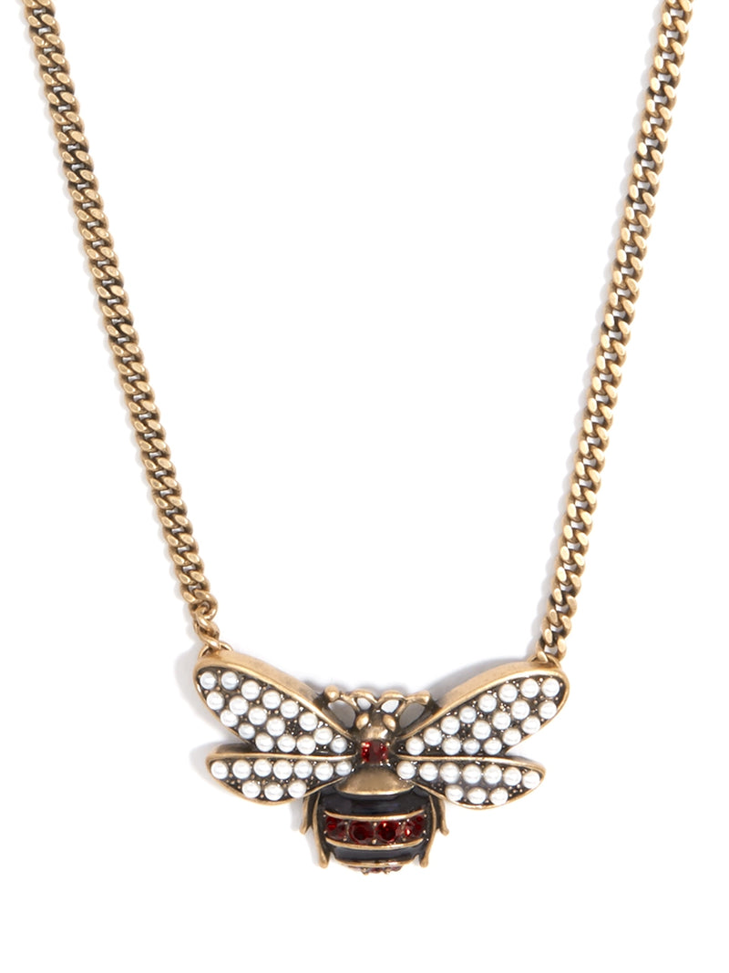 Burnished Metal Bee Collar Necklace - Burnished Gold