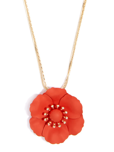 Poppy Pendant Necklace - Flame