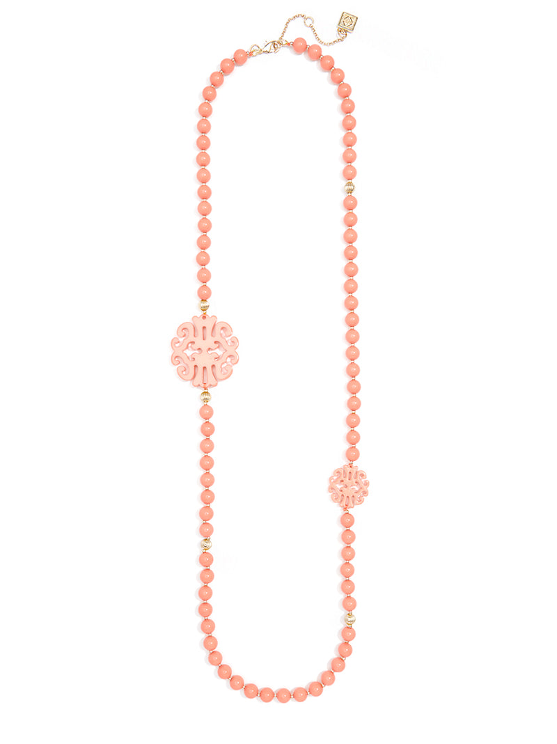 Uptown Swirl Beaded Long Necklace - COR