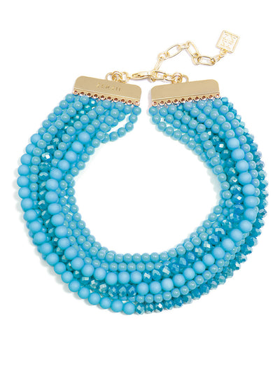 Matte and Crystal Beaded Collar Necklace