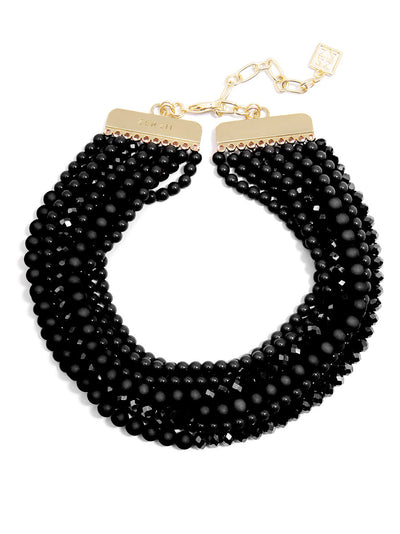 Matte and Crystal Beaded Collar Necklace