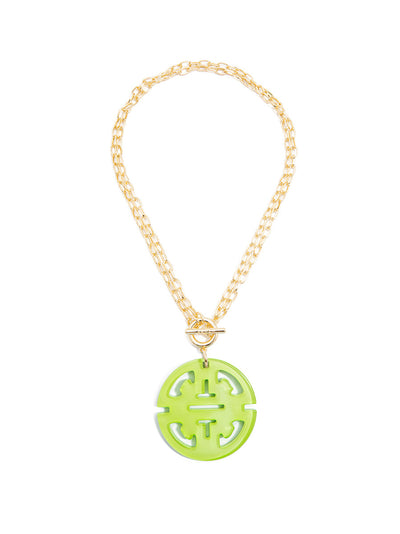 Traveling Resin Pendant Necklace - LIME