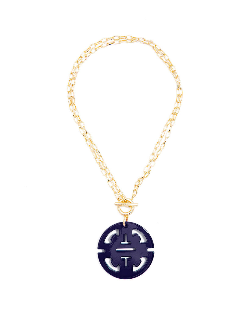 Traveling Resin Pendant Necklace - NAVY
