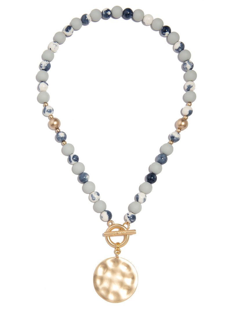 Porcelain & Resin Beaded Charm Necklace - L.GRY