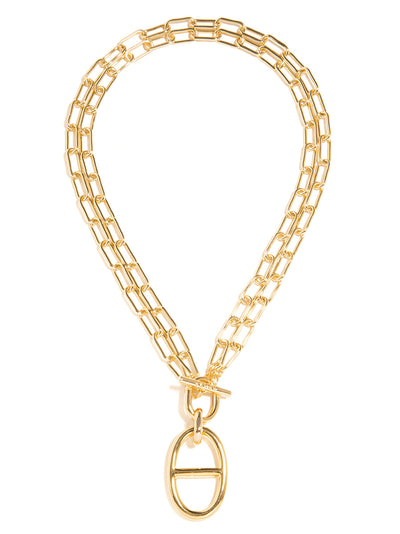 Mariner Link Charm Pendant Necklace - GLD