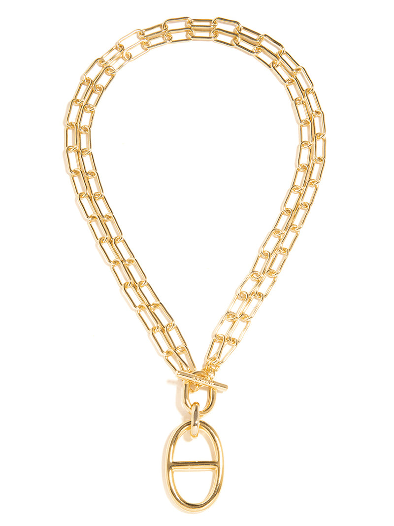 Mariner Link Charm Pendant Necklace - GLD