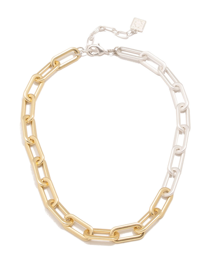 Two-Tone Cable Link Collar Necklace - MG/MS