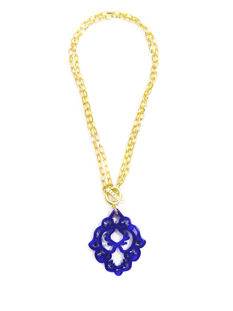 Dare to Deco Pendant Necklace- Cobalt