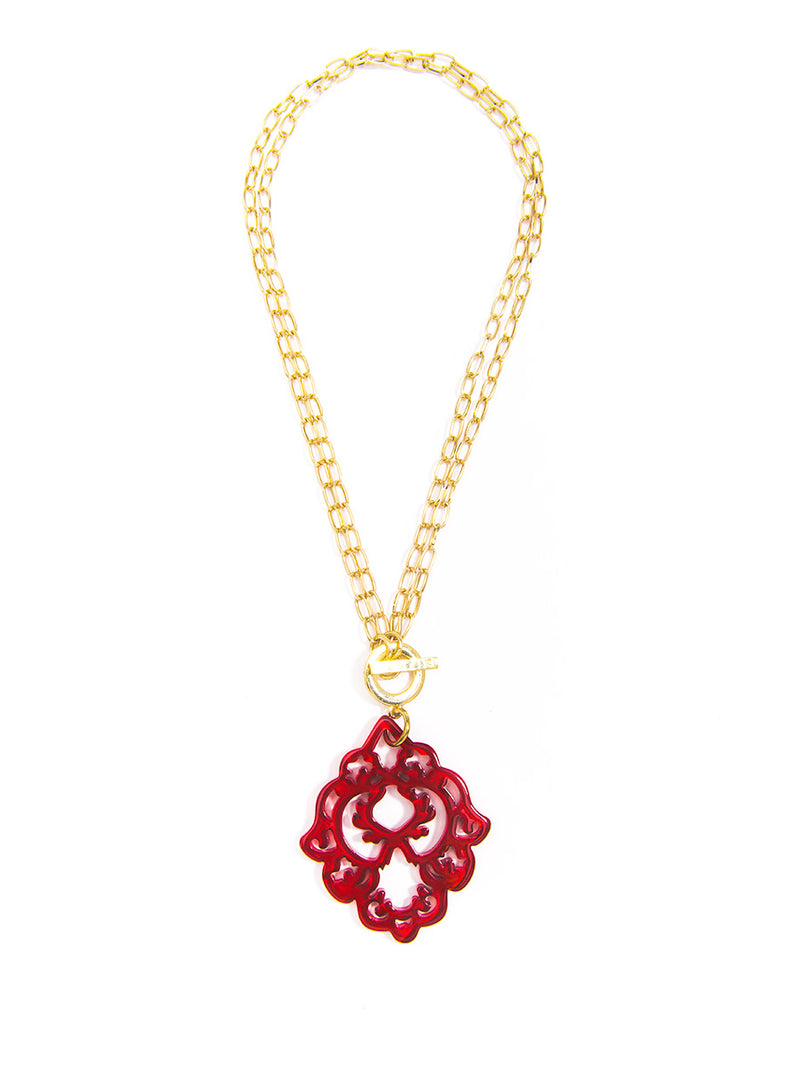 Dare to Deco Pendant Necklace- Red