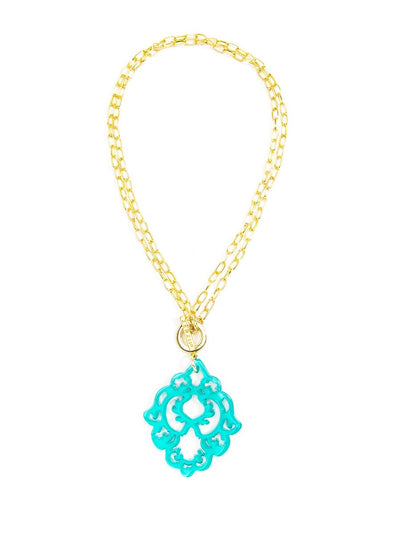 Dare to Deco Pendant Necklace- teal