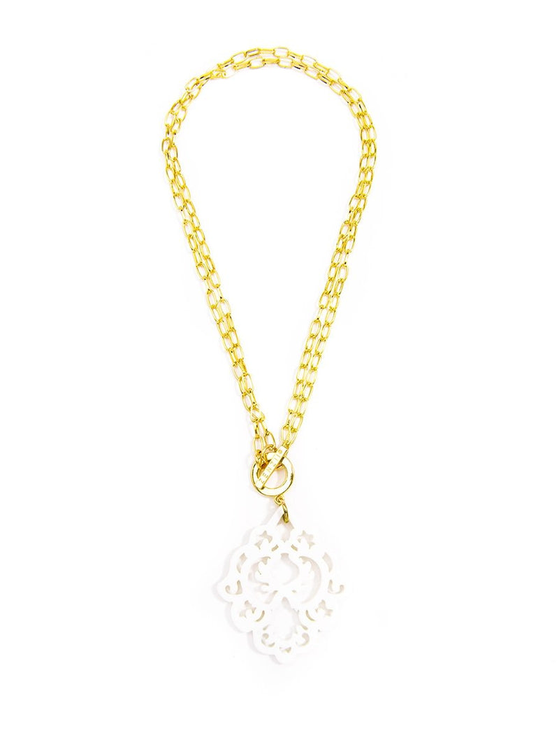 Dare to Deco Pendant Necklace- white