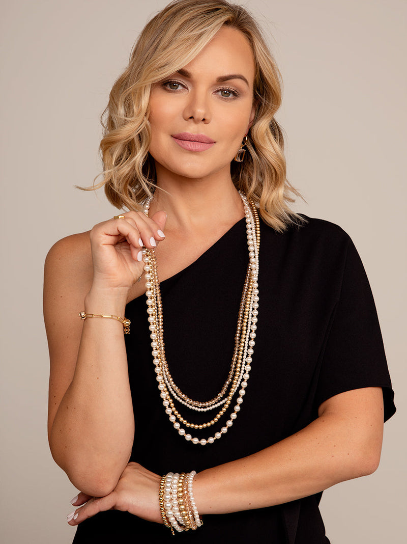 Mixed Bead Layered Long Necklace | Fashion Jewelry