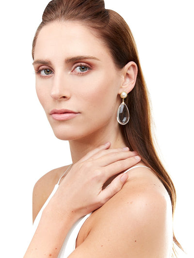 Lucite and Pearl Drop Earring