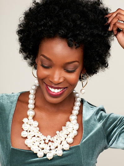 Multi Strand Cluster Pearl Necklace