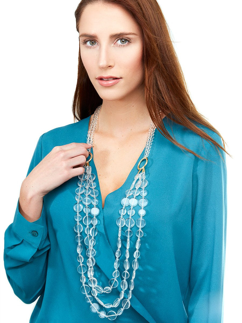 Multi-Strand Beaded Lucite Long Necklace