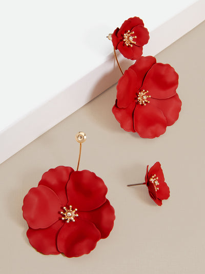 Flower Power Drop Earring - Red 