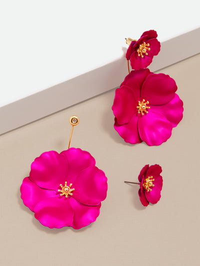 Metallic Floral Drop Earring - MET.H.PNK