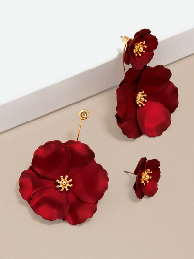 Metallic Floral Drop Earring - MET.RED