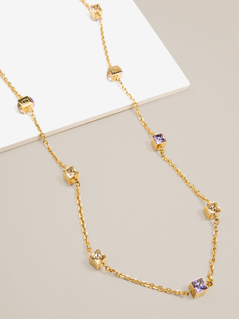 Building Blocks Necklace  - color is Gold/Purple | ZENZII Wholesale