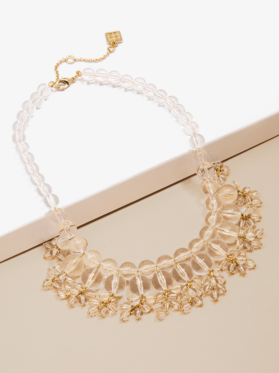 Beaded Lucite Statement Collar Necklace - Clear | Beautiful Costume ...