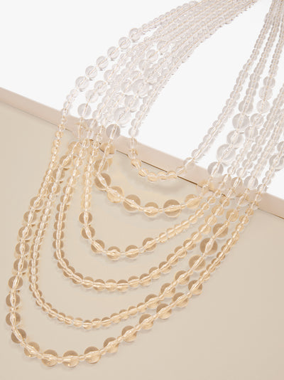 Lavish Lucite Long Necklace - Clear 
