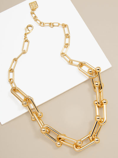 Gold Chunky Cable & Paper Clip Link Necklace
